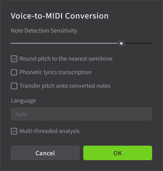 Voice to MIDI Conversion Synthesizer V Studio 2 Pro User Manual